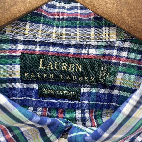 Ralph Lauren Shirt Mens Large Multicolor Plaid Crown Crest Preppy Corpcore Top - Picture 6 of 16